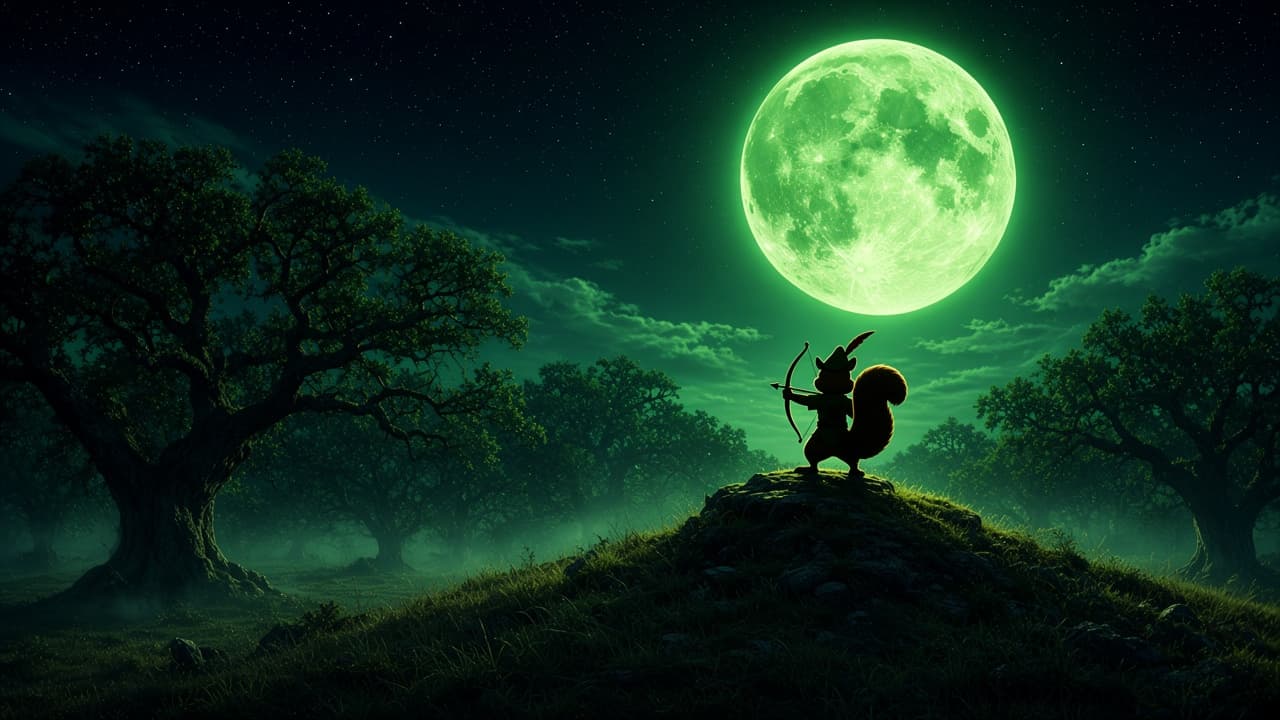 Robin the Squirrel — cinematic moonlit scene